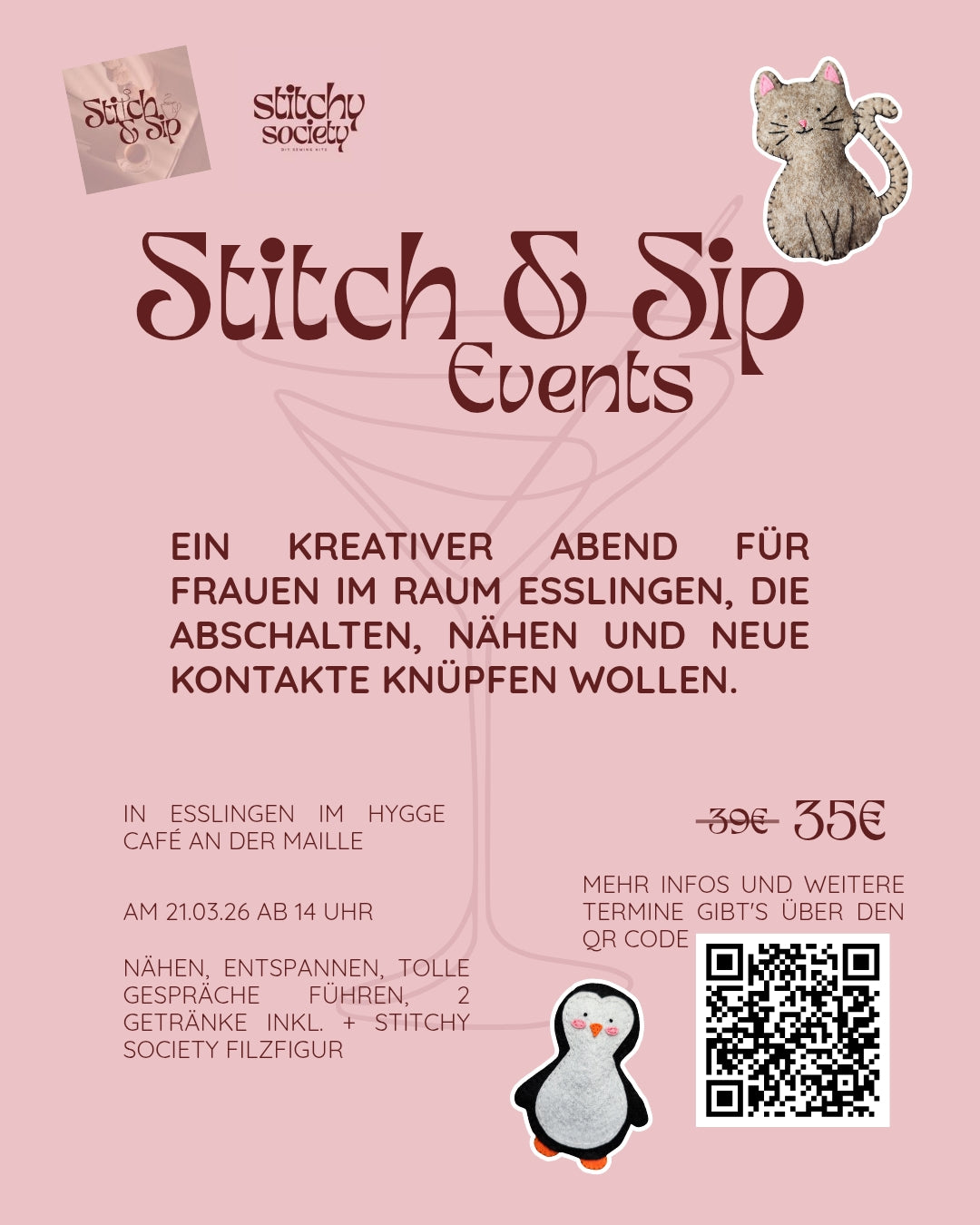 Stitch & Sip Näh-Event 21.03.26 Esslingen am Neckar