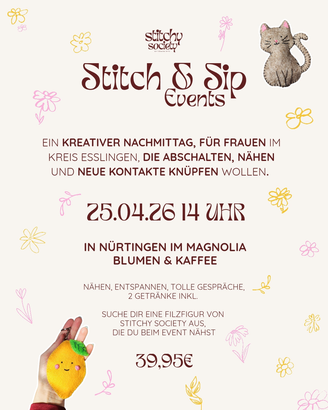 Stitch & Sip Näh-Event 25.04.26 Nürtingen um 14 Uhr